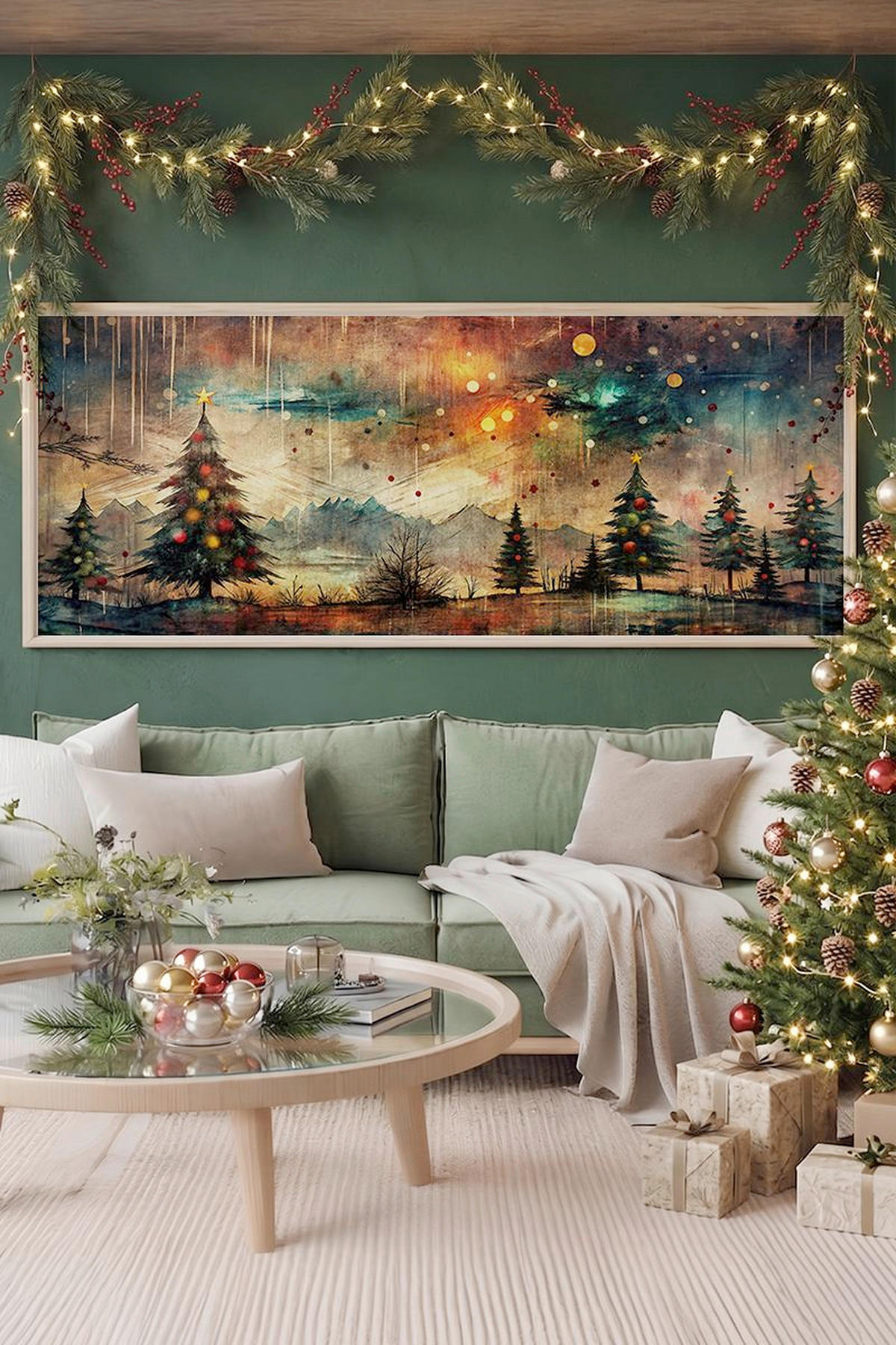 LEINWANDBILD Multicolor 120/50 cm  - Beige/Multicolor, Basics, Holz (120/50cm) - X-Mas