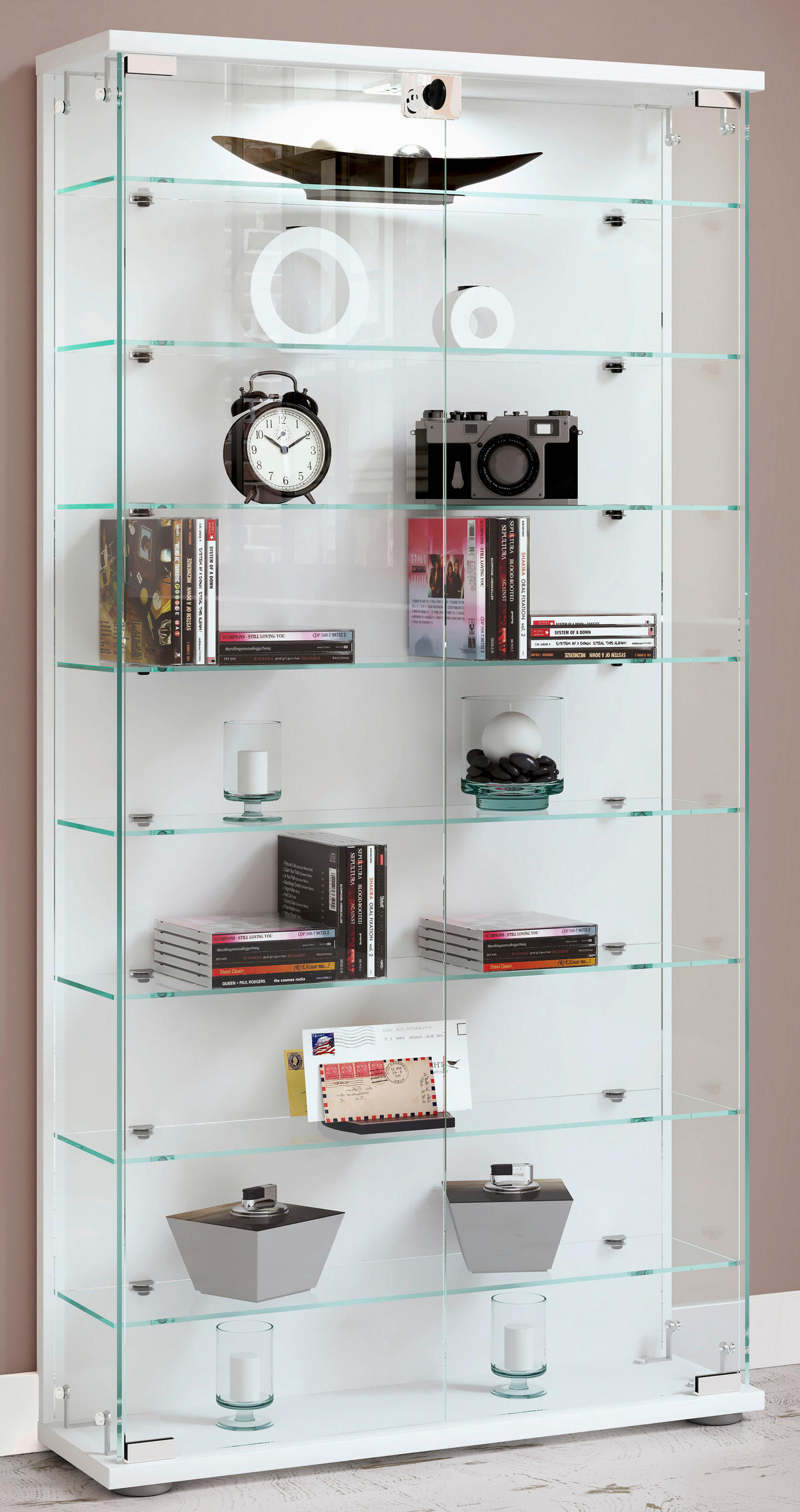 VITRINE in Weiss  - Weiss/Transparent, Design, Glas/Holzwerkstoff (59/114/17cm) - MID.YOU