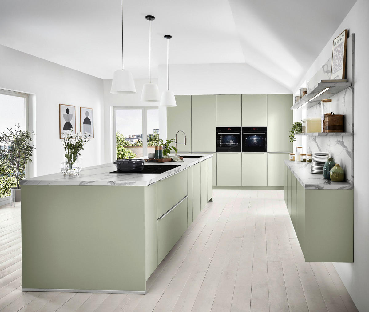 BEÉPÍTHETŐ KONYHA - jadezöld, Design, faalapú anyag - Celina
