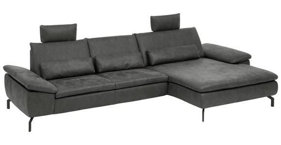 ECKSOFA Anthrazit Mikrofaser  - Anthrazit/Schwarz, Design, Textil/Metall (341/181cm) - Dieter Knoll