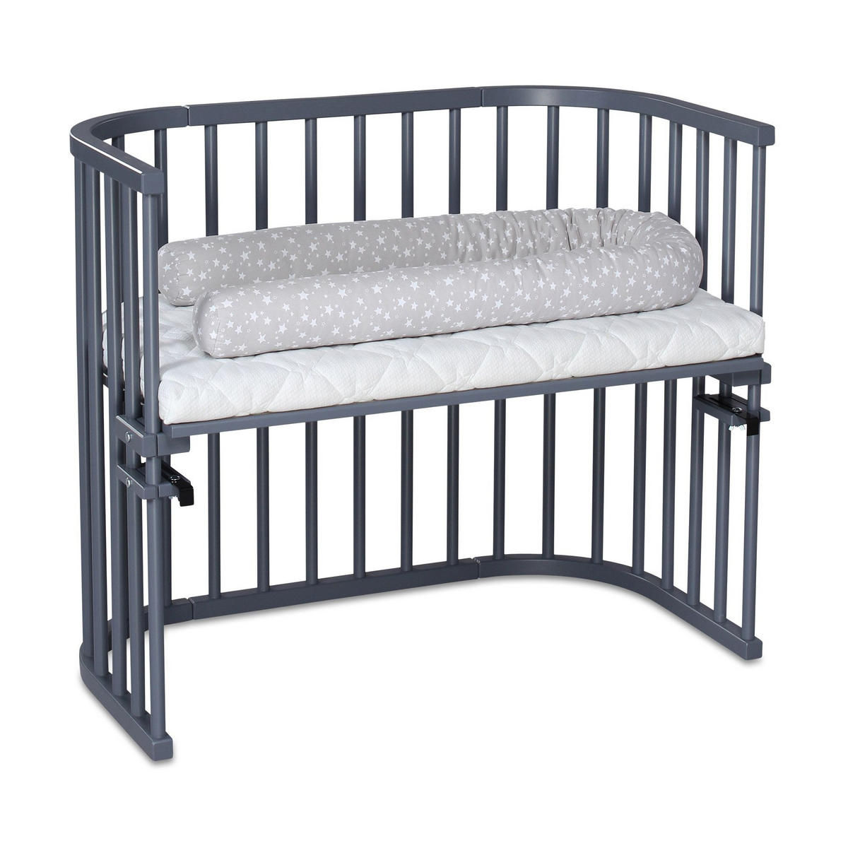 BEISTELLBETT BABYBAY MAXI 94/54/79 cm  - Schieferfarben/Grau, Basics, Holz (94/54/79cm) - Babybay