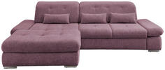 ECKSOFA Brombeere Chenille  - Chromfarben/Brombeere, Design, Textil/Metall (196/86-101/300cm) - Livetastic