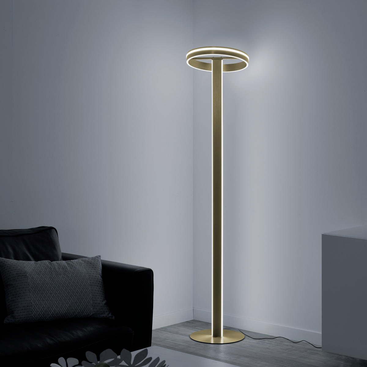 LED-STEHLEUCHTE 40/40/197 cm    - Messingfarben, Design, Kunststoff/Metall (40/40/197cm) - Paul Neuhaus