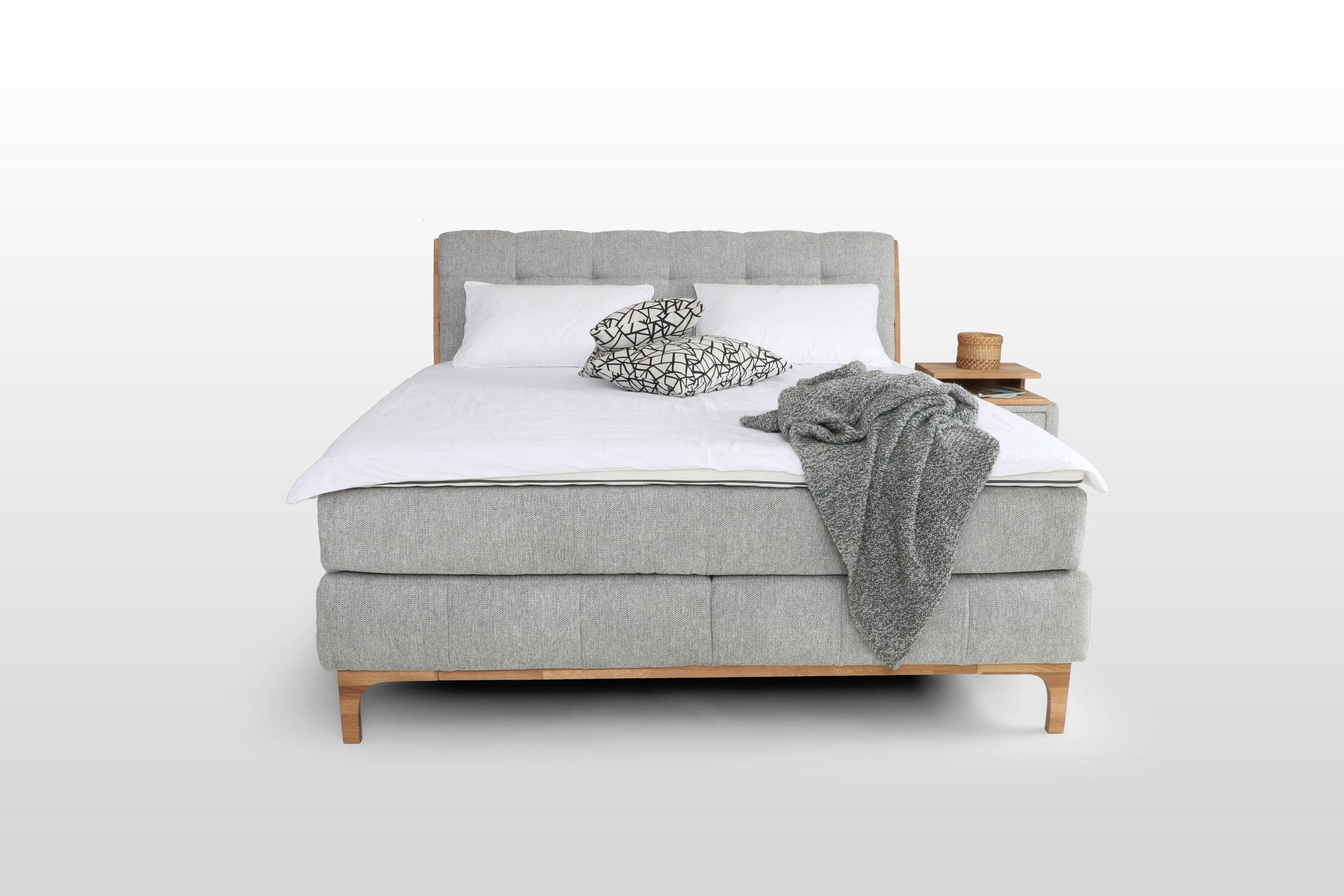 BOXSPRING KREVET 180/200 cm     siva  - siva/prirodna boja, Konvencionalno, tekstil/drvo (180/200cm) - Venda