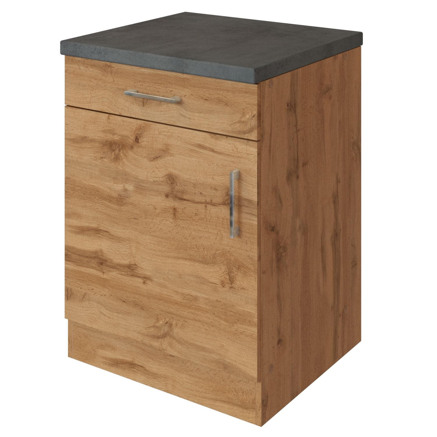KÜCHENUNTERSCHRANK 50/85/60 cm  in Anthrazit, Eiche Wotan  - Chromfarben/Anthrazit, MODERN, Holzwerkstoff/Metall (50/85/60cm) - Held