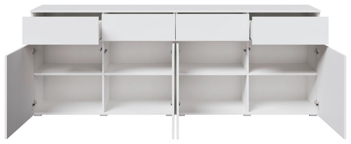 SIDEBOARD  220/80/40 cm 4 Schublade(n)  - Silberfarben/Weiß, Design, Holzwerkstoff/Kunststoff (220/80/40cm) - Xora