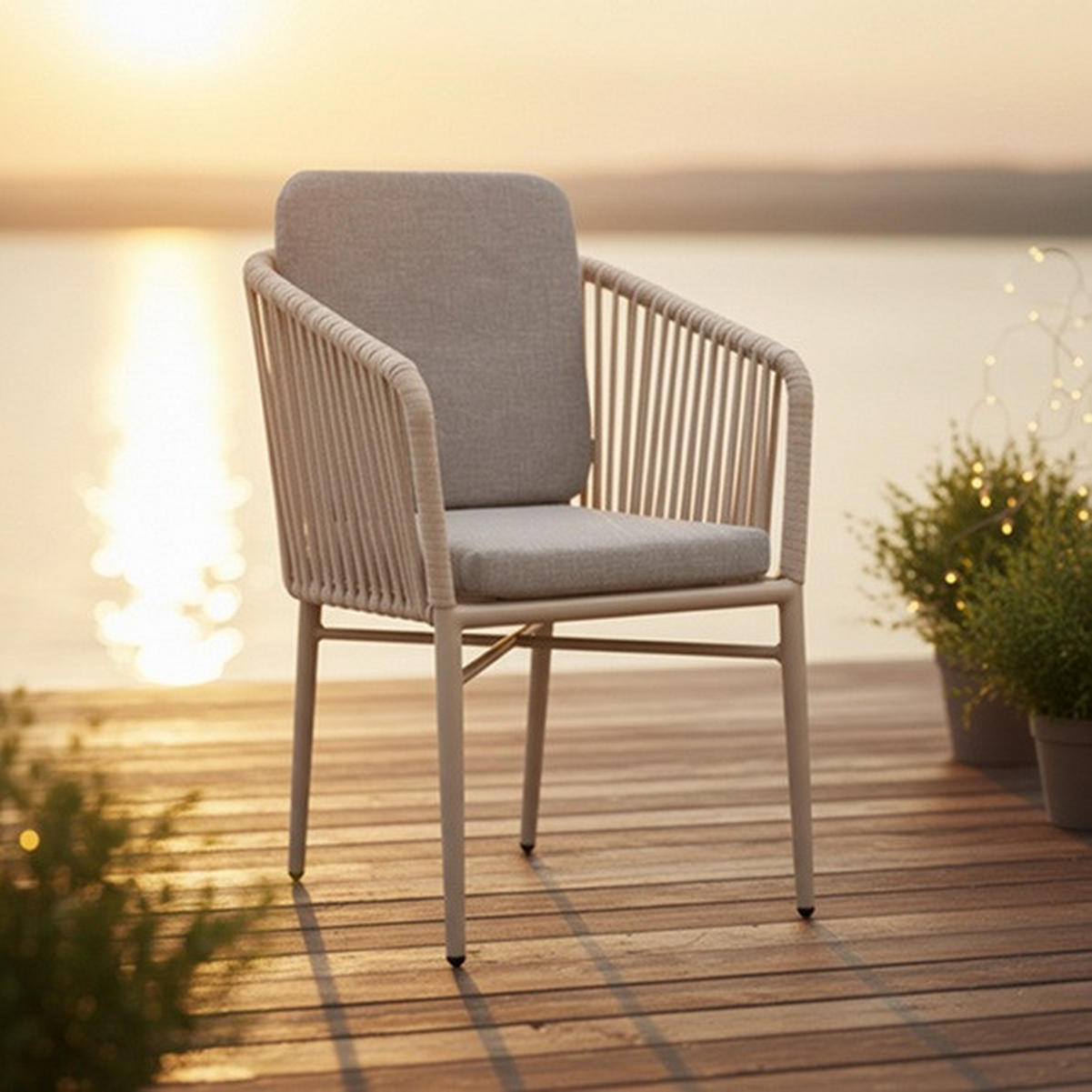 STAPELSESSEL Aluminium Champagner, Beige  - Champagner/Beige, MODERN, Textil/Metall (61/82/63cm) - Acamp