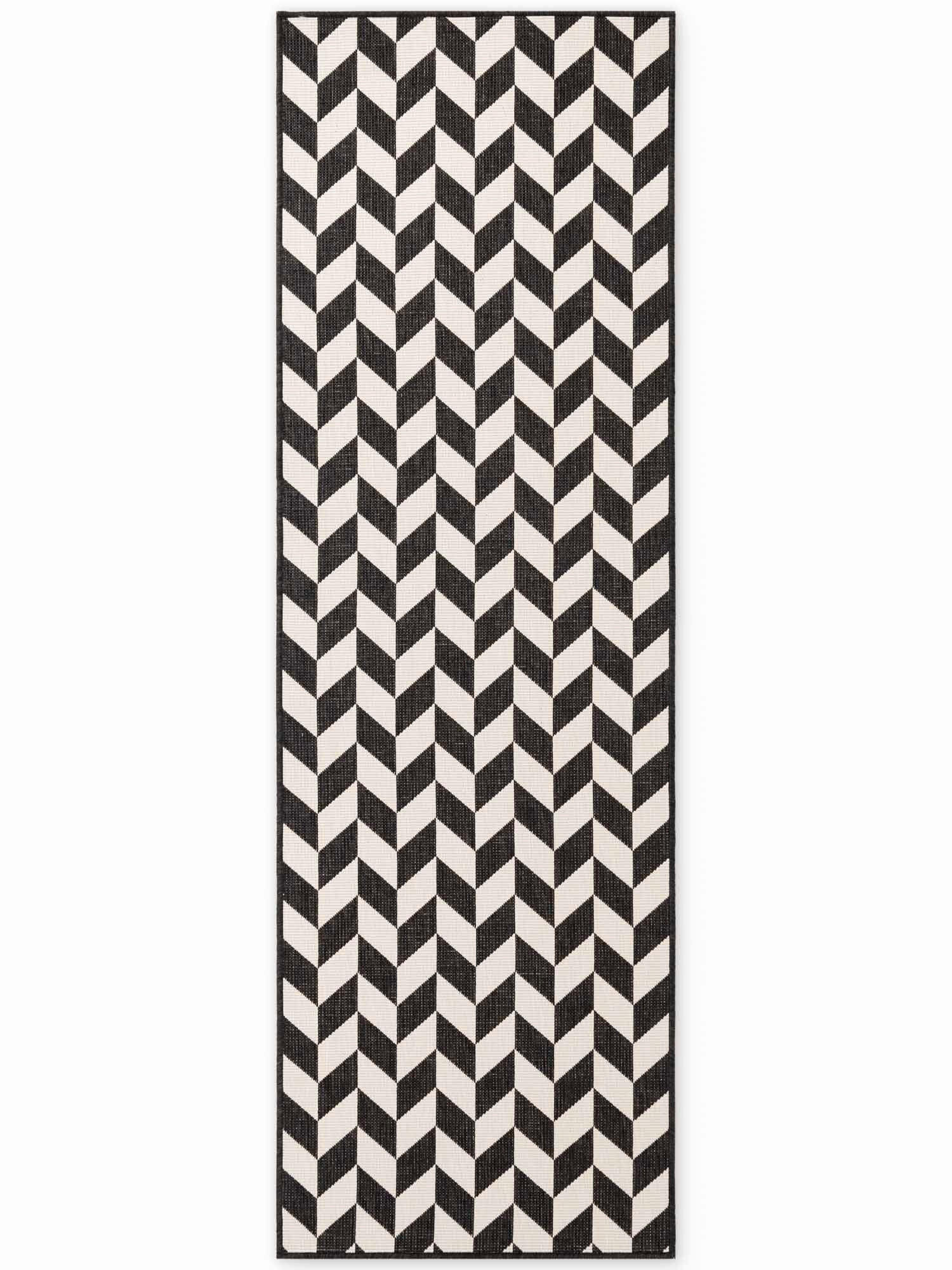 FLACHWEBETEPPICH 80/200 cm Haringey Schwarz, Weiß rechteckig  - Schwarz/Weiß, Design, Kunststoff (80/200cm)