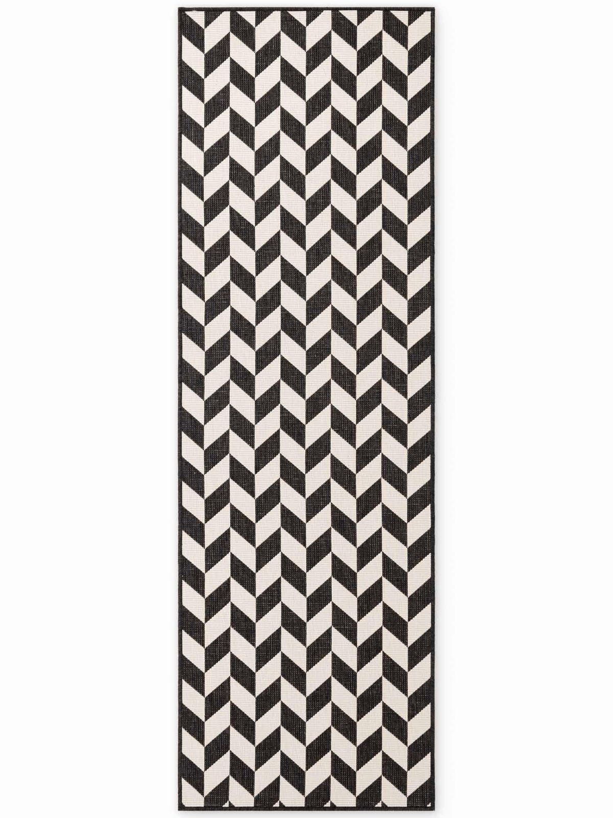 FLACHWEBETEPPICH 80/200 cm Haringey Schwarz, Weiß rechteckig  - Schwarz/Weiß, Design, Kunststoff (80/200cm)