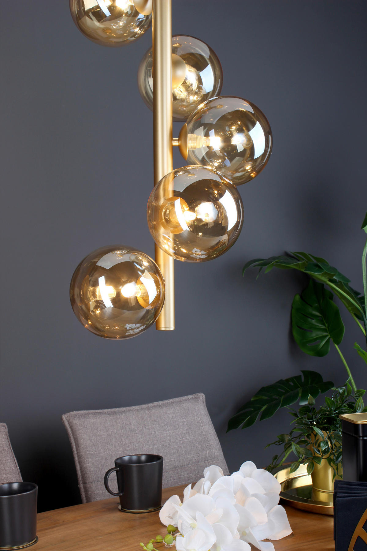 HÄNGELEUCHTE 38,1/64,5 cm  - Champagner/Messingfarben, Basics, Glas/Metall (38,1/64,5cm)