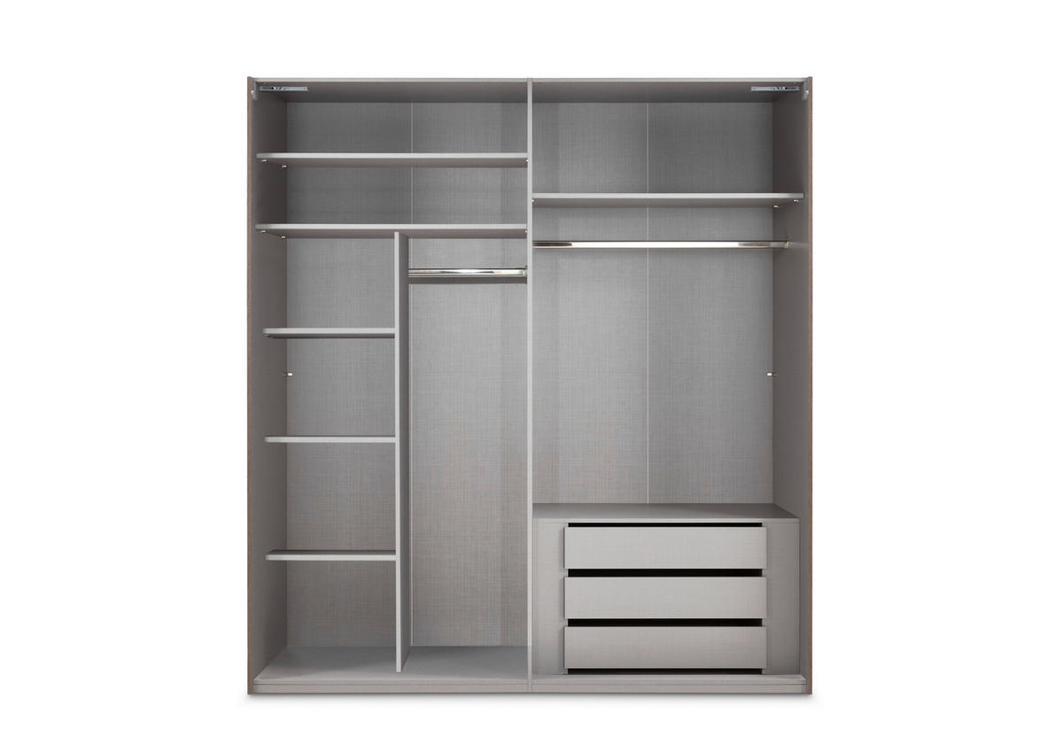SCHWEBETÜRENSCHRANK 200/216/65 cm 2-türig Sahara, Grau  - Schwarz/Grau, KONVENTIONELL, Glas/Holzwerkstoff (200/216/65cm) - Stylife