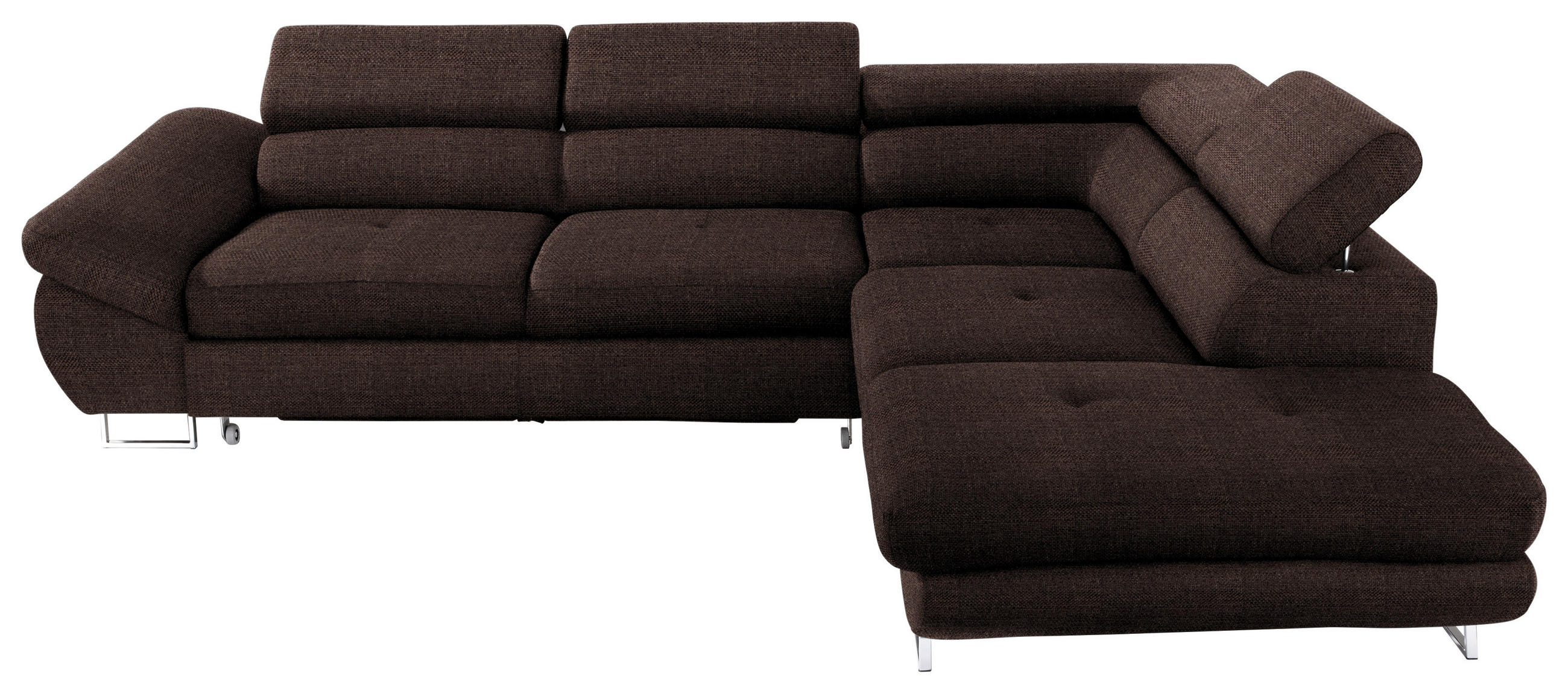 ECKSOFA in Webstoff Dunkelbraun  - Dunkelbraun, Design, Textil/Metall (280/235cm) - Hom`in