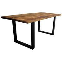 ESSTISCH in Holz, Metall 180/90/77 cm  - Schwarz/Naturfarben, Design, Holz/Metall (180/90/77cm) - Ambia Home