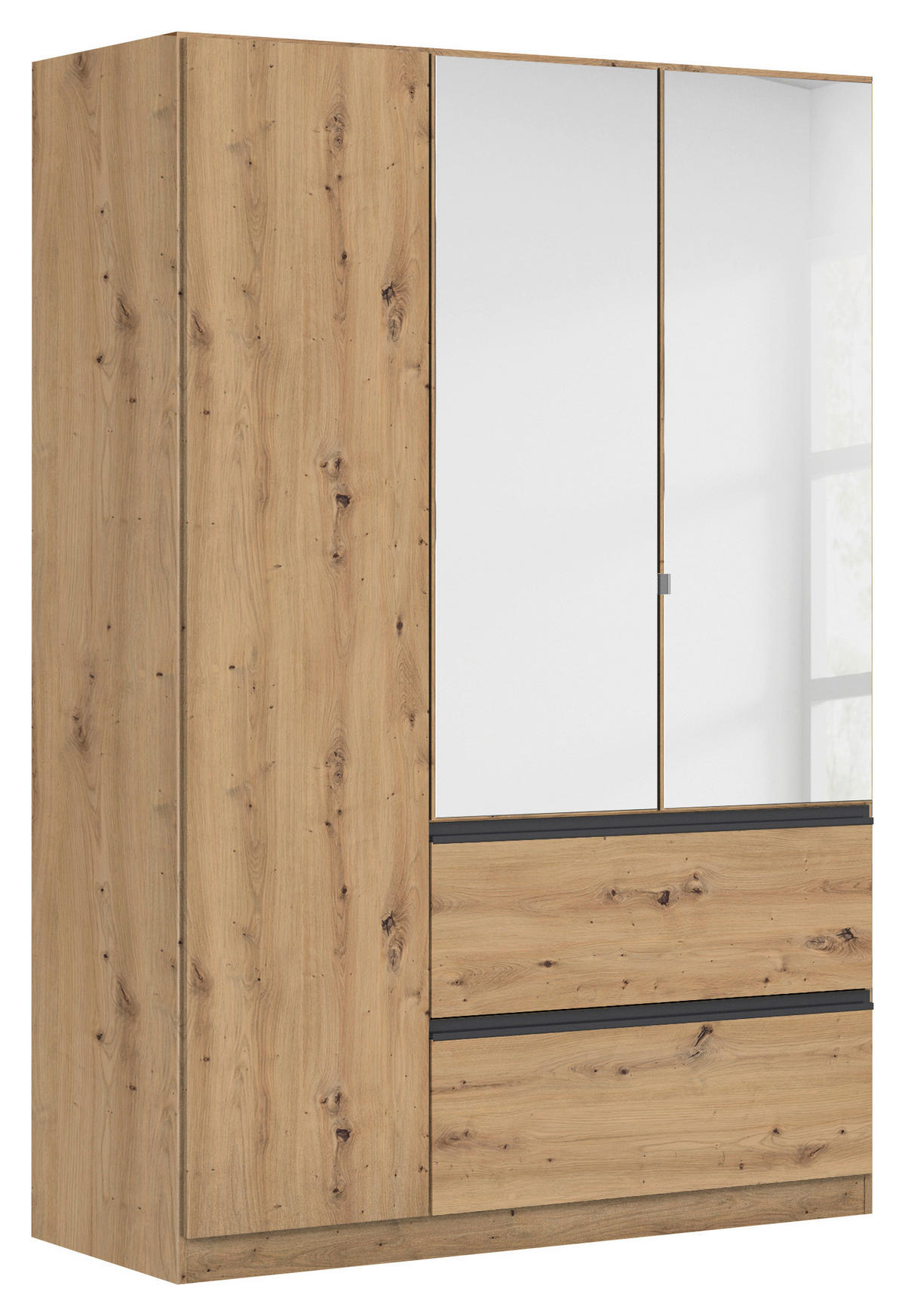DREHTÜRENSCHRANK in Eiche Artisan  - Eiche Artisan/Grau, Modern, Holzwerkstoff (136/197/54cm) - Rauch Möbel