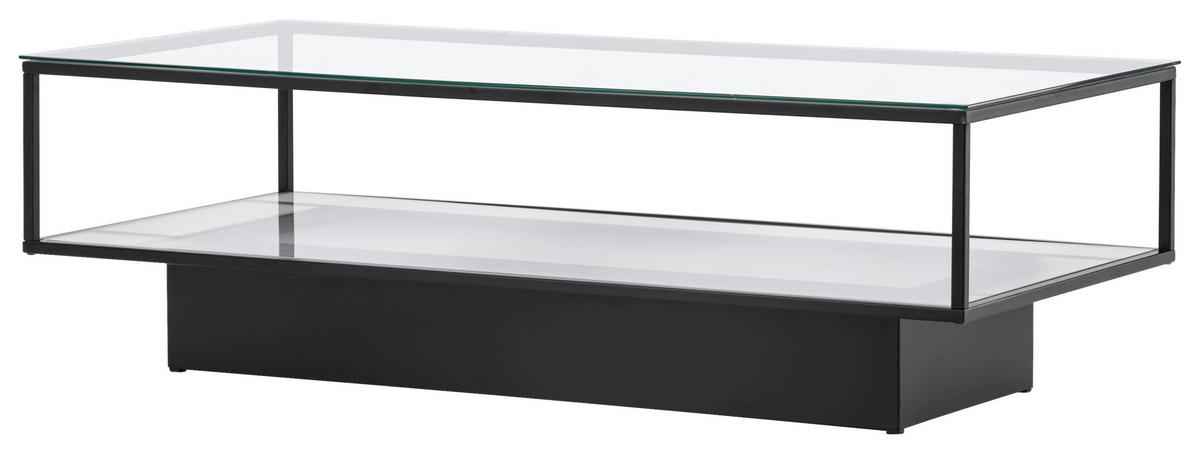 COUCHTISCH Klarglas 130/60/37,5 cm rechteckig Schwarz  - Schwarz, Design, Glas/Metall (130/60/37,5cm) - Livetastic