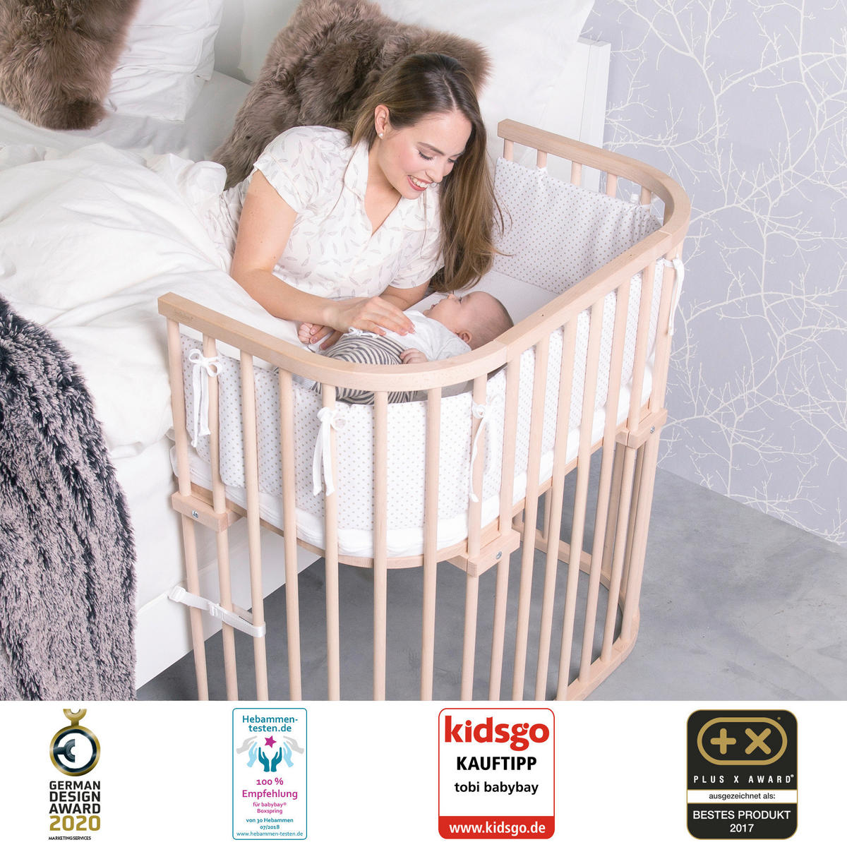 BEISTELLBETT  96/54/96,50 cm  - Naturfarben, Basics, Holz (96/54/96,50cm) - Babybay