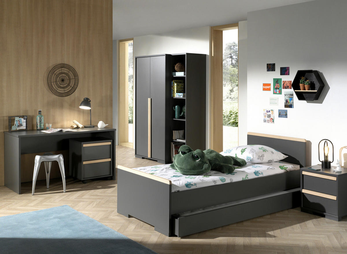 NACHTSCHRANK 48,1/48,8/40 cm  - Anthrazit/Buchefarben, MODERN, Holz/Holzwerkstoff (48,1/48,8/40cm) - MID.YOU