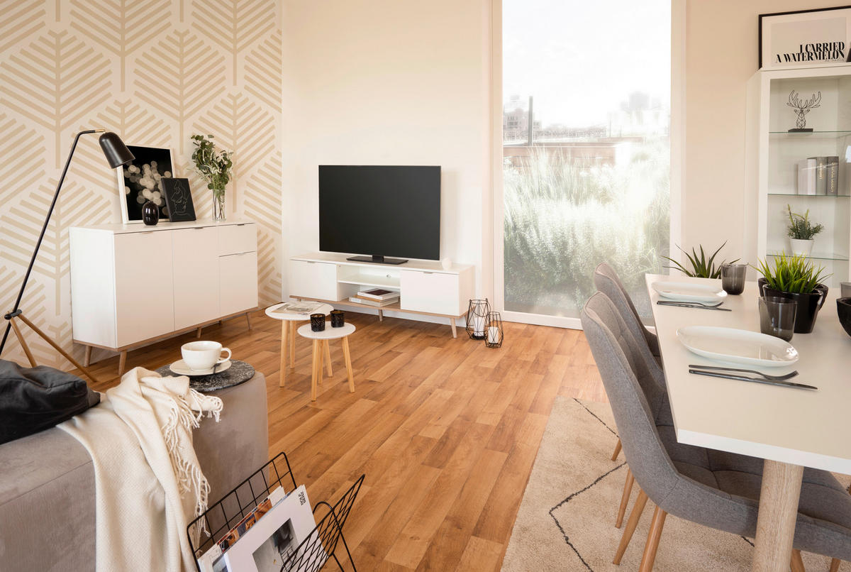 KOMMODE  in 120/85/40 cm  - Silberfarben/Weiß, KONVENTIONELL, Holz/Holzwerkstoff (120/85/40cm) - MID.YOU