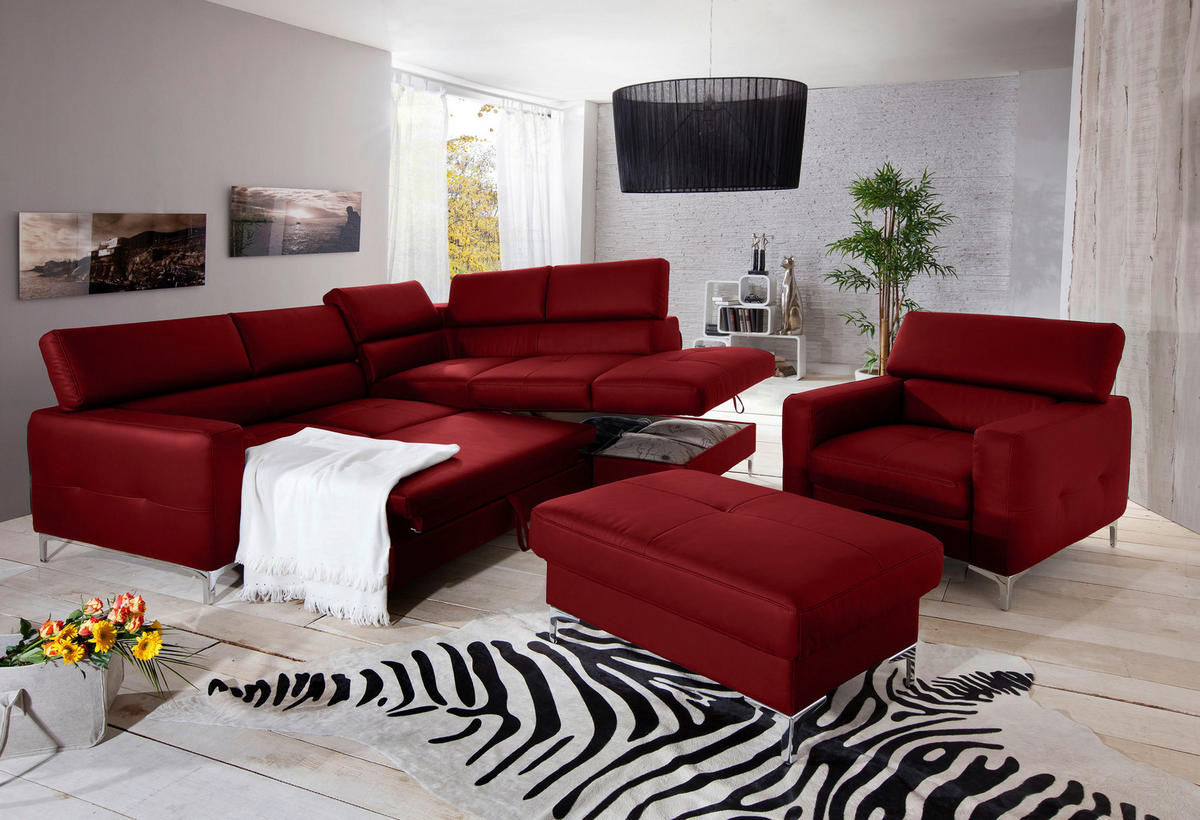 SESSEL in Echtleder Rot  - Chromfarben/Rot, Design, Leder/Metall (99/78-92/106cm) - Livetastic