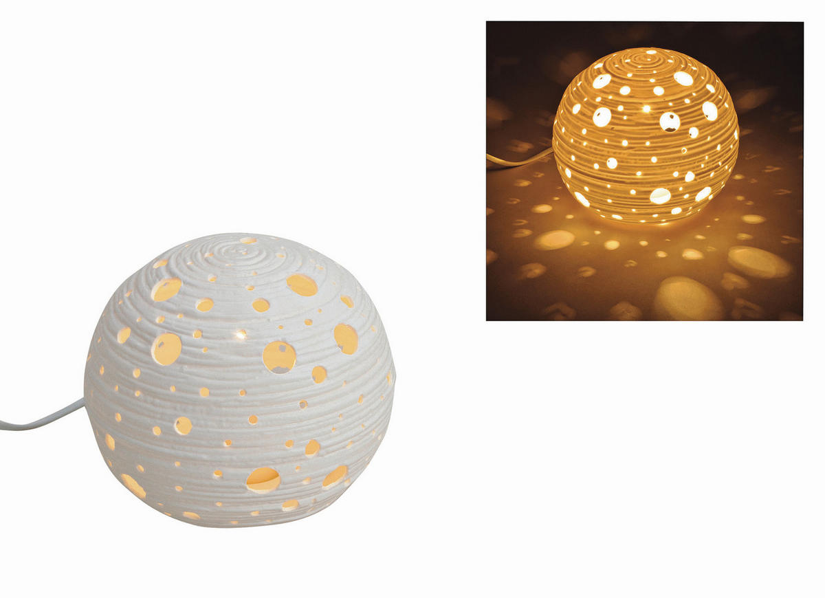 TISCHLEUCHTE 16,0/15,0/16,0 cm   - Weiß, Basics, Keramik/Kunststoff (16,0/15,0/16,0cm) - X-Mas