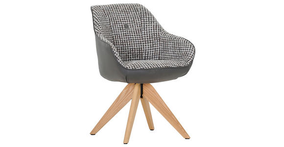 ARMLEHNSTUHL in Chenille, Lederlook - Eichefarben/Weiß, KONVENTIONELL, Holz/Textil (60/83/65cm) - Novel