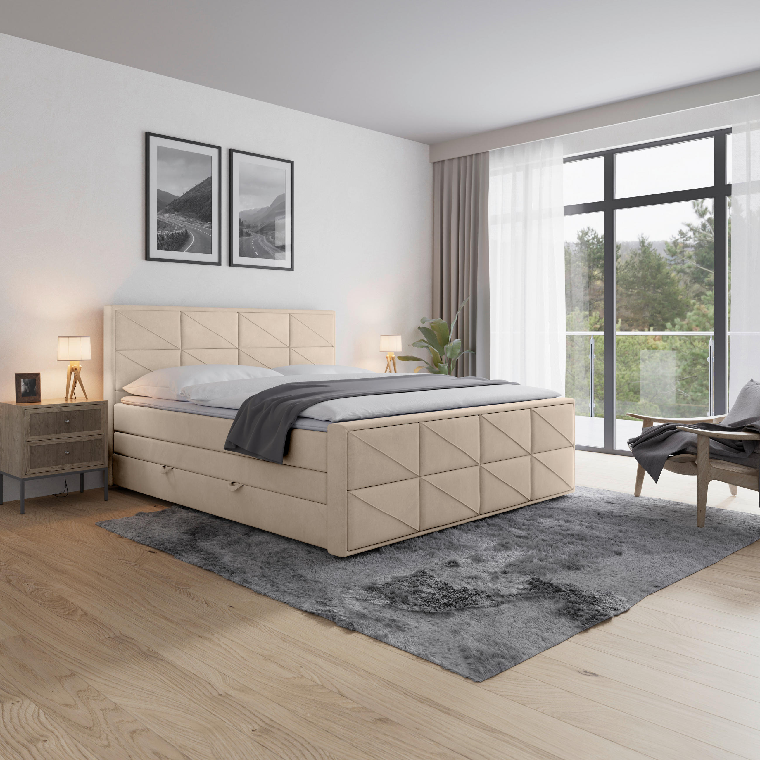 MID.YOU POSTEL BOXSPRING, 180/200 cm, béžová