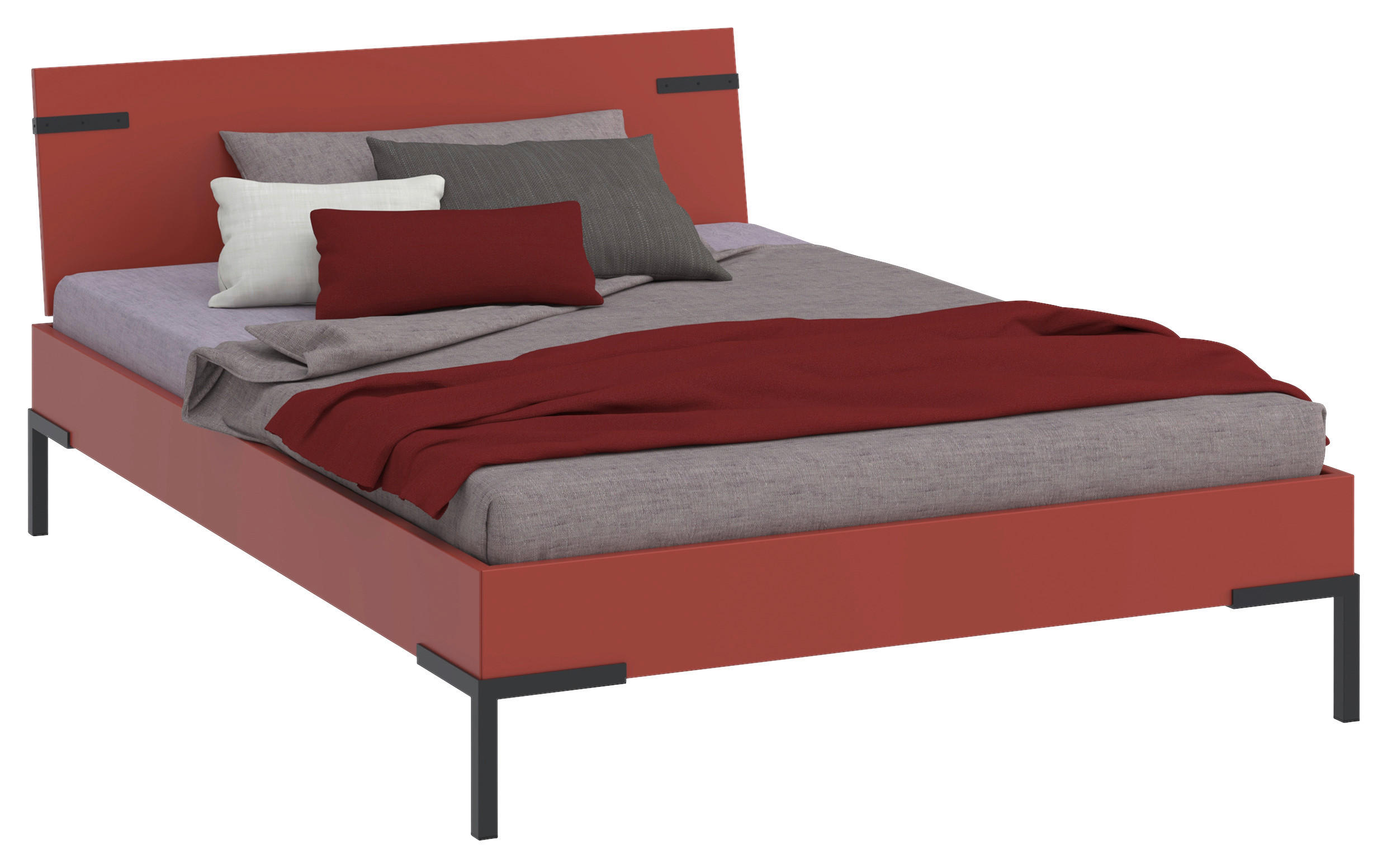 BETT 140/200 cm  in Koralle  - Koralle/Schwarz, Design, Metall (140/200cm) - Xora