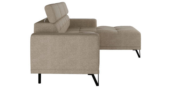 ECKSOFA Beige Chenille - Beige/Schwarz, KONVENTIONELL, Textil/Metall (264/178cm) - Hom`in