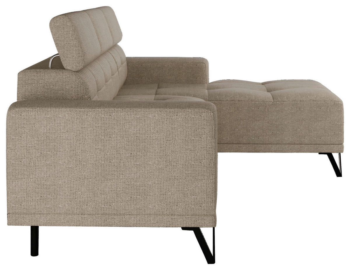 ECKSOFA Beige Chenille  - Beige/Schwarz, KONVENTIONELL, Textil/Metall (264/178cm) - Hom`in