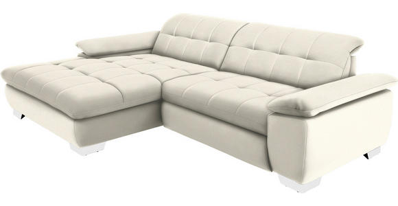 ECKSOFA in Mikrofaser Weiß  - Chromfarben/Weiß, Design, Textil/Metall (180/265cm) - Carryhome