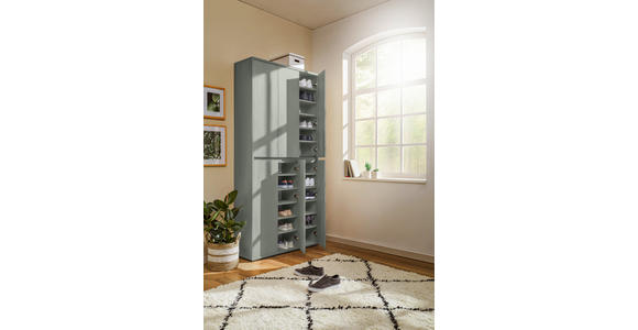 SCHUHSCHRANK in 100/210/34 cm - Anthrazit/Grün, Design, Holzwerkstoff/Kunststoff (100/210/34cm) - Xora