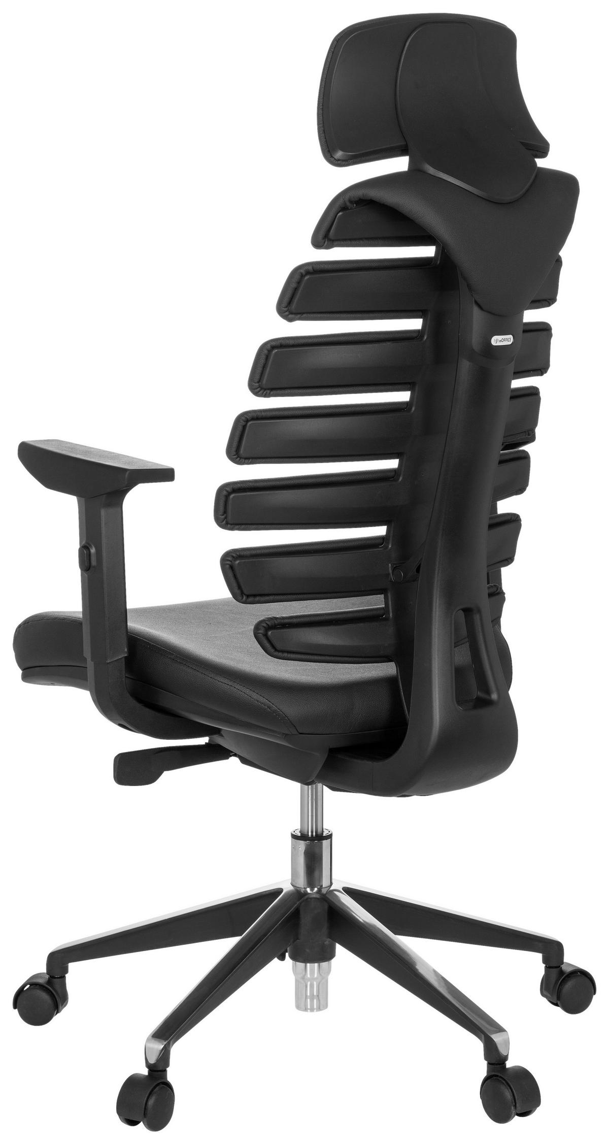 DREHSTUHL  in Lederlook Schwarz  - Alufarben/Schwarz, MODERN, Leder/Kunststoff (65/131/53cm) - MID.YOU