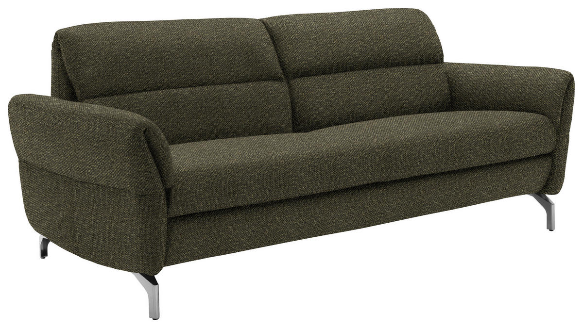 2,5-SITZER in Flachgewebe Khaki  - Khaki/Nickelfarben, Design, Textil/Metall (212/87/100cm) - Schöner Wohnen
