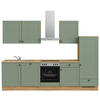 KÜCHENLEERBLOCK 300 cm   in Grün, Eichefarben  - Eichefarben/Schwarz, MODERN, Holzwerkstoff/Metall (300cm) - Nobilia