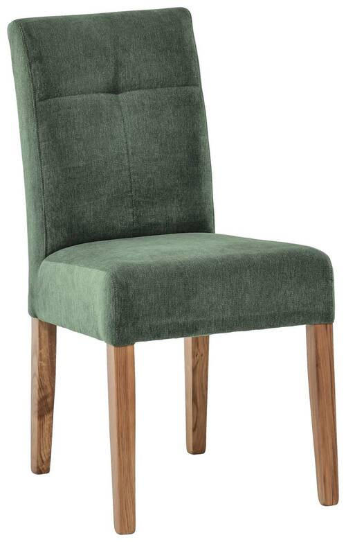 STUHL Webstoff Grün, Eichefarben Eiche massiv  - Eichefarben/Grün, KONVENTIONELL, Holz/Textil (47,5/91,5/63cm) - Cantus