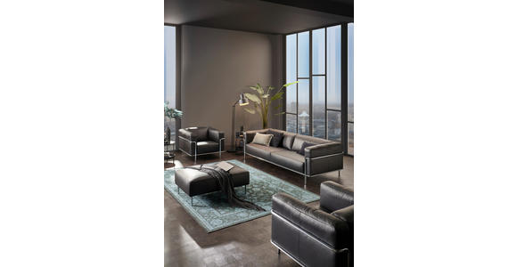 3-SITZER-SOFA Mandia in Echtleder Schwarz  - Chromfarben/Schwarz, Design, Leder/Metall (236/67/96cm) - Johann Jakob