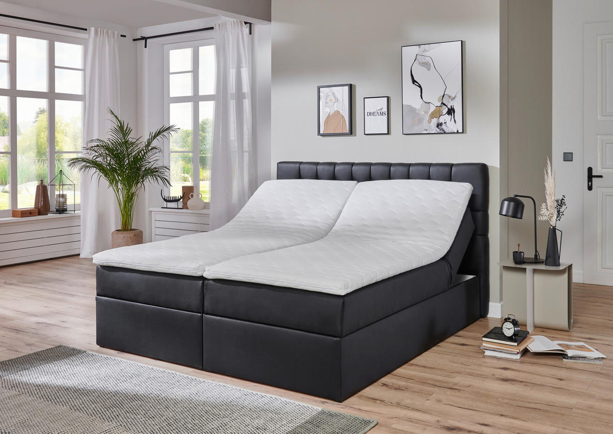 BOX-ÁGY 180/200 cm  fekete  - fekete, Modern, műanyag/textil (180/200cm) - MID.YOU