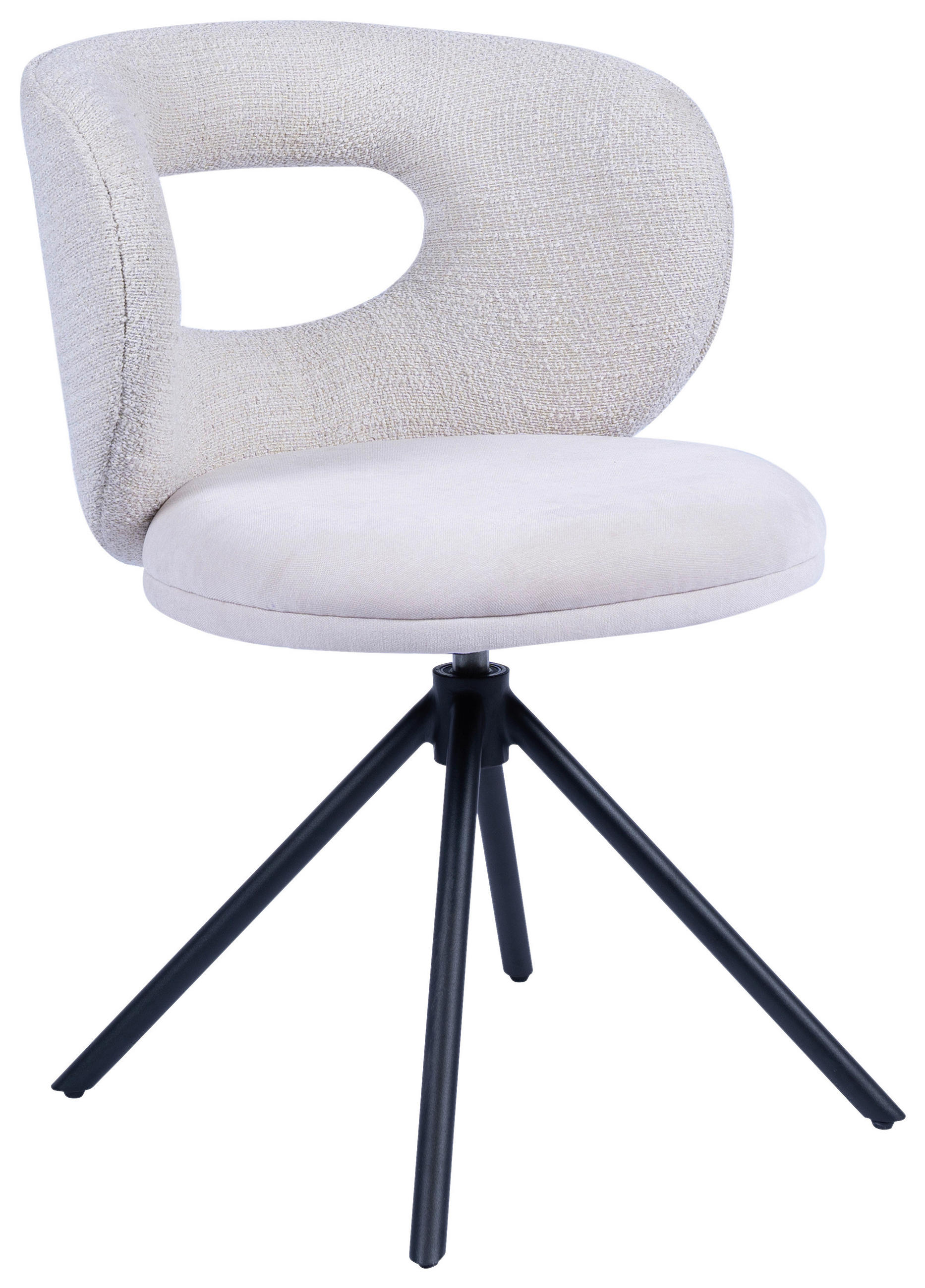 STUHL  in Eisen Webstoff Metall, Textil  - Creme/Schwarz, Design, Textil/Metall (58/80/60cm) - Novel