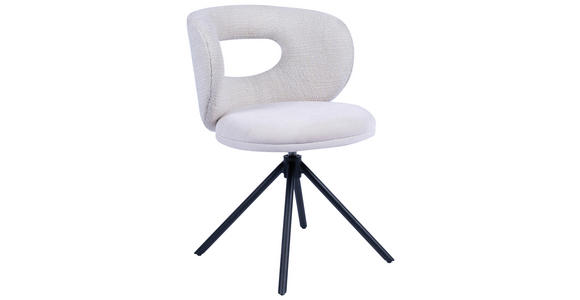 STUHL  Stoffauswahl, Sitzfläche 360° drehbar Webstoff  - Creme/Schwarz, Design, Textil/Metall (58/80/60cm) - Novel