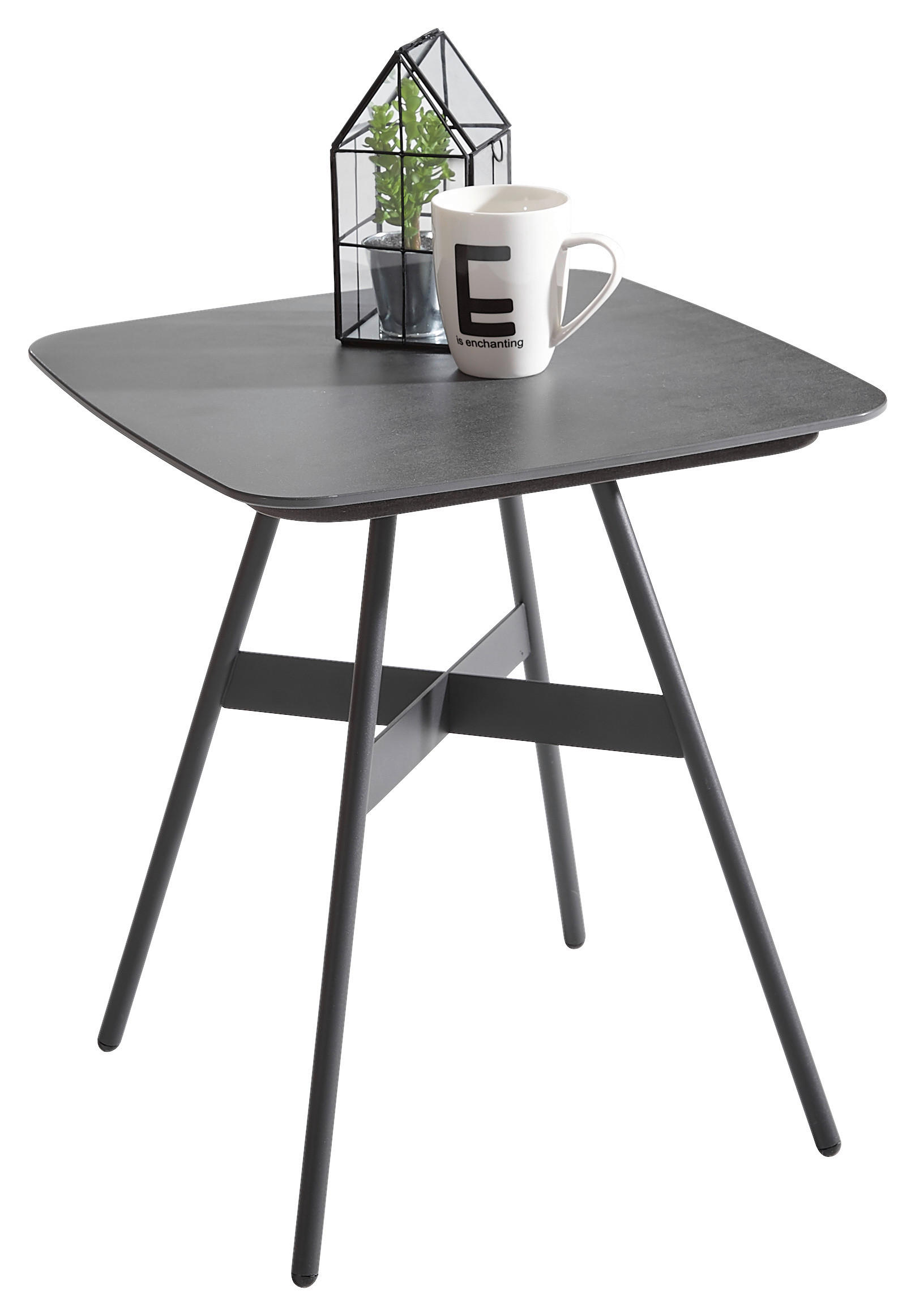 COUCHTISCH 43/43/49 cm quadratisch Anthrazit, Dunkelgrau  - Dunkelgrau/Anthrazit, Design, Keramik/Metall (43/43/49cm) - Venjakob