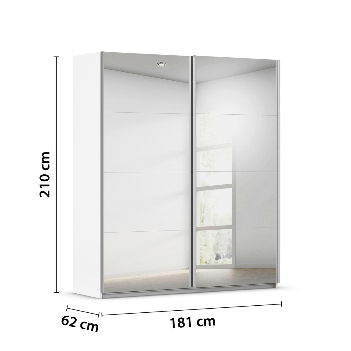 SCHWEBETÜRENSCHRANK 181/210/62 cm 2 Tür(en)-türig Weiß  - Alufarben/Weiß, KONVENTIONELL, Glas/Holzwerkstoff (181/210/62cm) - home24