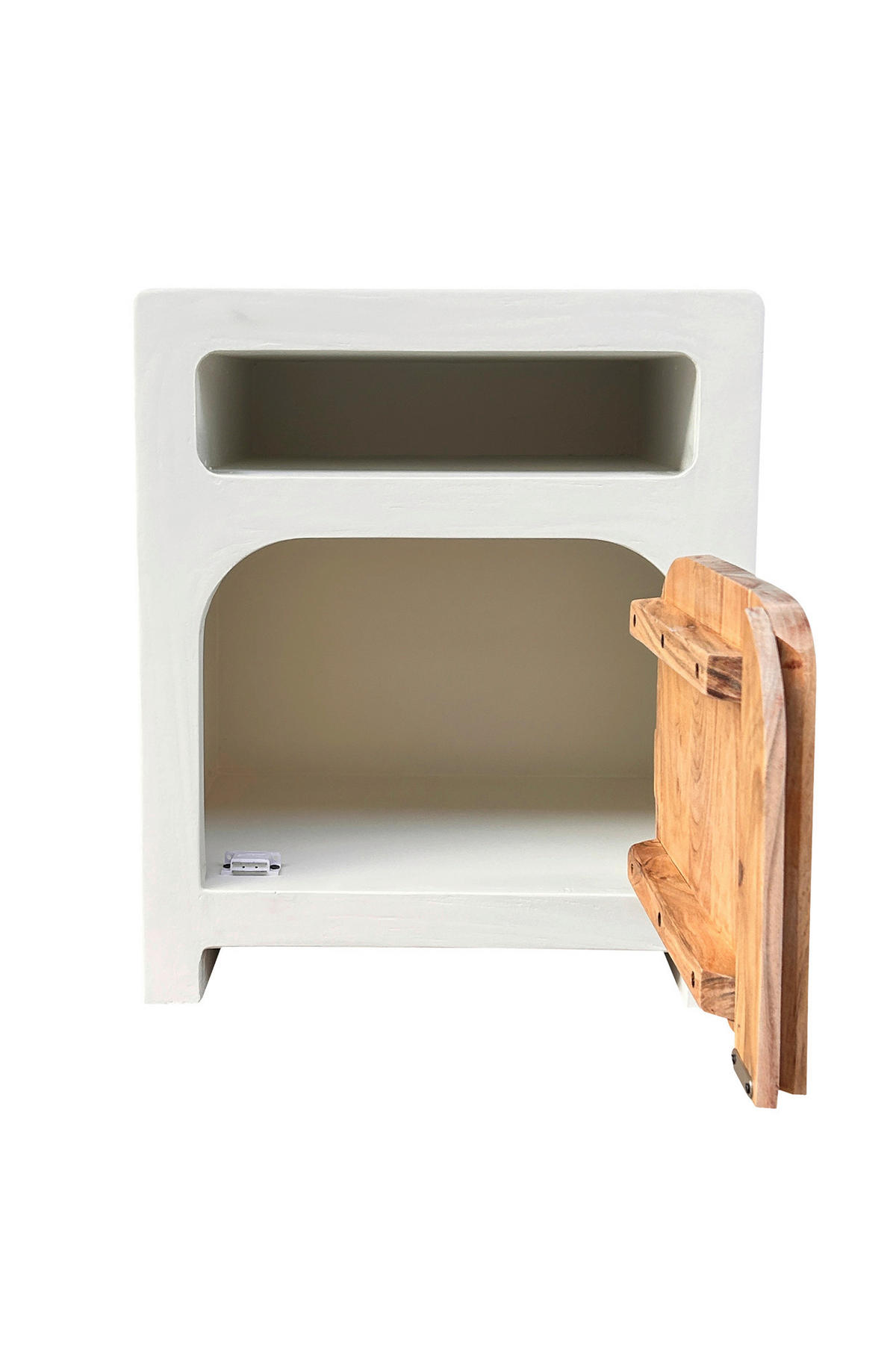 NACHTSCHRANK 50/60/40 cm Akazie massiv  - Naturfarben/Weiß, Basics, Holz/Holzwerkstoff (50/60/40cm) - Livetastic