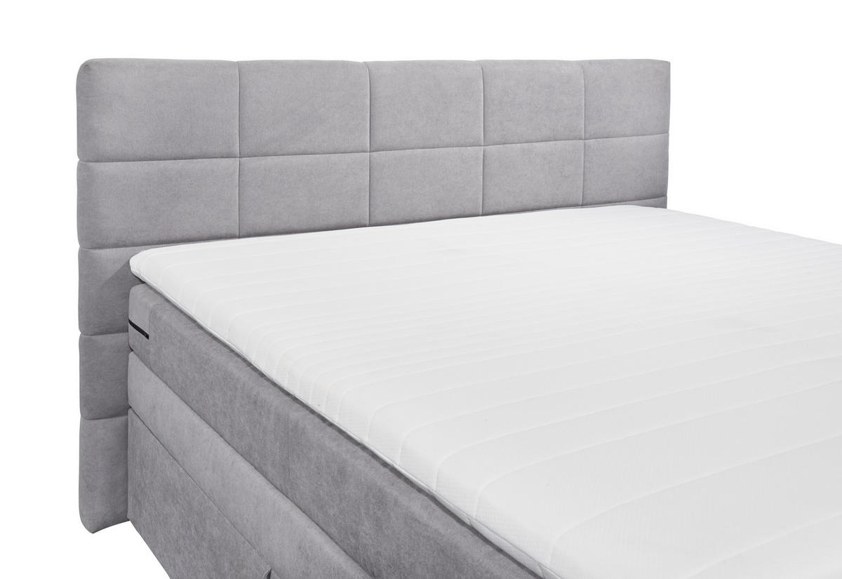 BOXSPRINGBETT 180/200 cm  in Hellgrau  - Hellgrau, KONVENTIONELL, Kunststoff (180/200cm) - MID.YOU