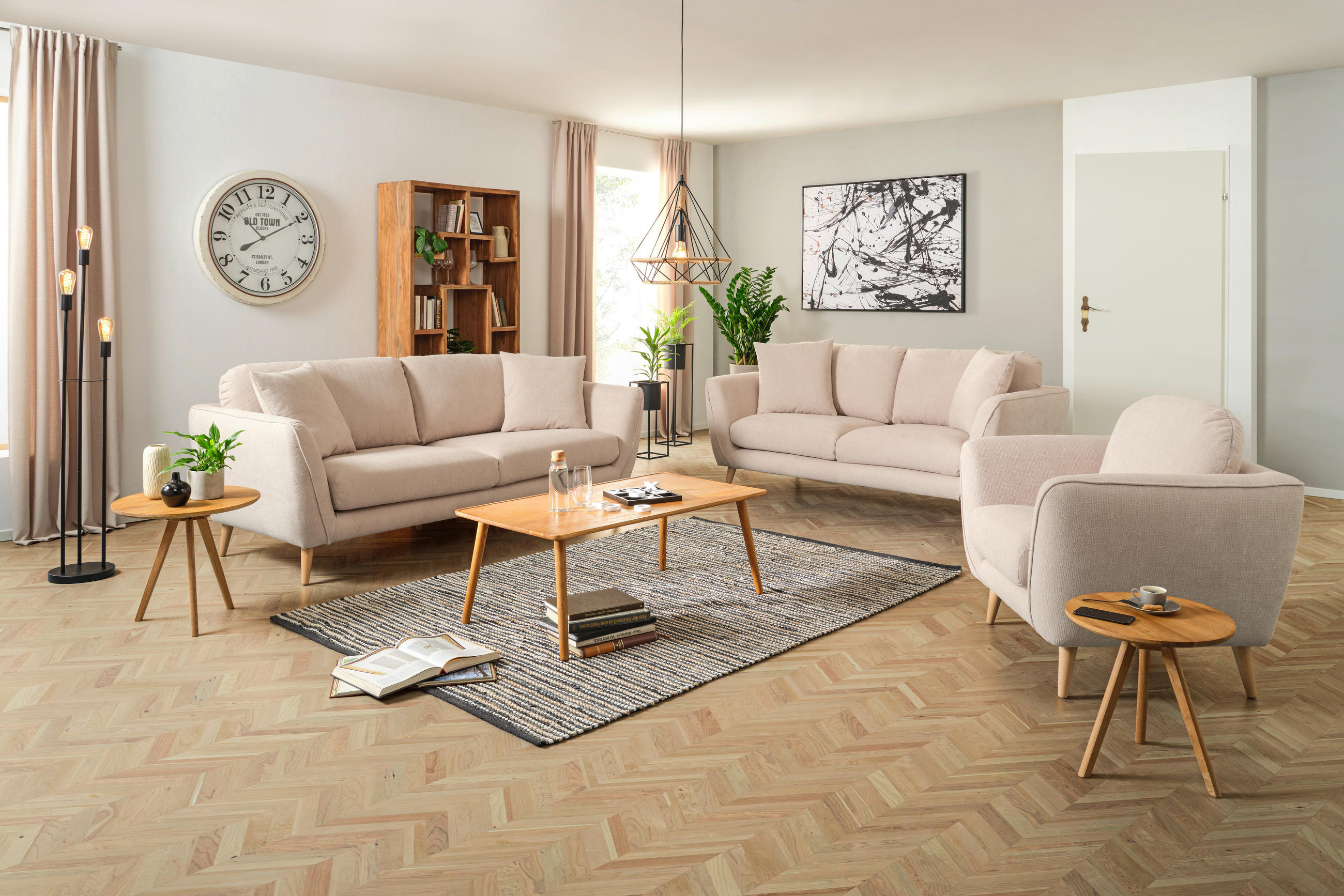 3-SITS SOFFA i flatväv beige  - beige/naturfärgad, Romantik / Lanthus, textil (215/70/47/97cm) - MID.YOU