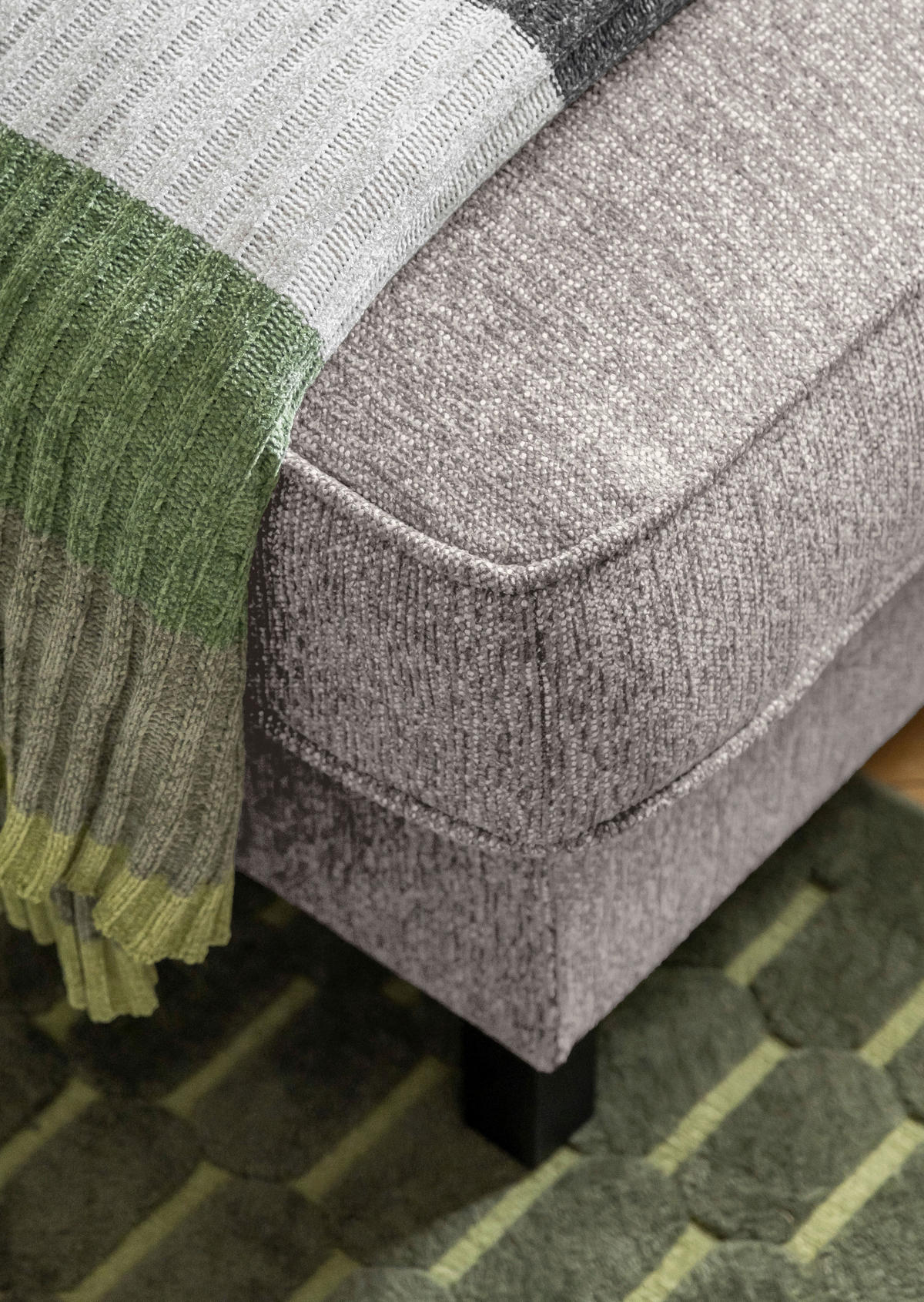 WOHNLANDSCHAFT in Struktur Grauweiss  - Schwarz/Grauweiss, Holz/Textil (148/298/198cm) - MID.YOU