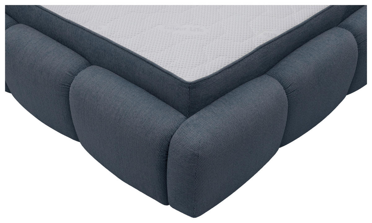 POLSTERBETT 180/200 cm,  in Blau, gepolstertes Kopfteil, Lattenrost, Bettkasten,  - Blau/Schwarz, Design, Holz/Kunststoff (180/200cm) - Chameo