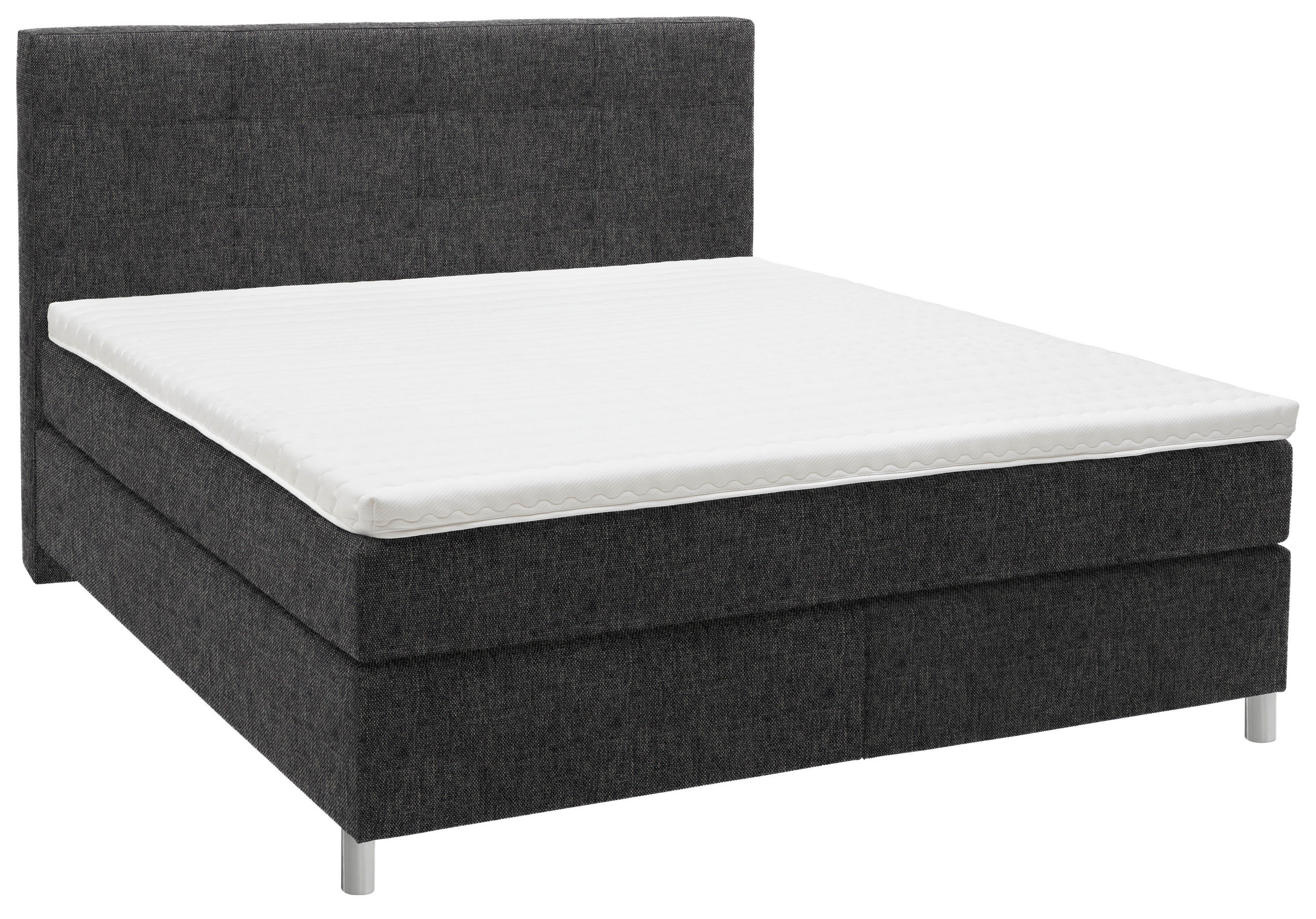 BOXSPRINGBETT 180/200 cm  in Dunkelgrau  - Chromfarben/Dunkelgrau, KONVENTIONELL, Kunststoff/Textil (180/200cm) - Voleo