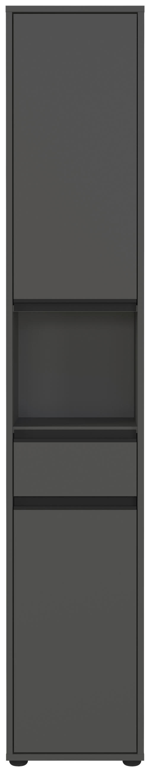 HOCHSCHRANK 33/181/34 cm  - Graphitfarben/Schwarz, MODERN, Holzwerkstoff/Kunststoff (33/181/34cm) - Germania