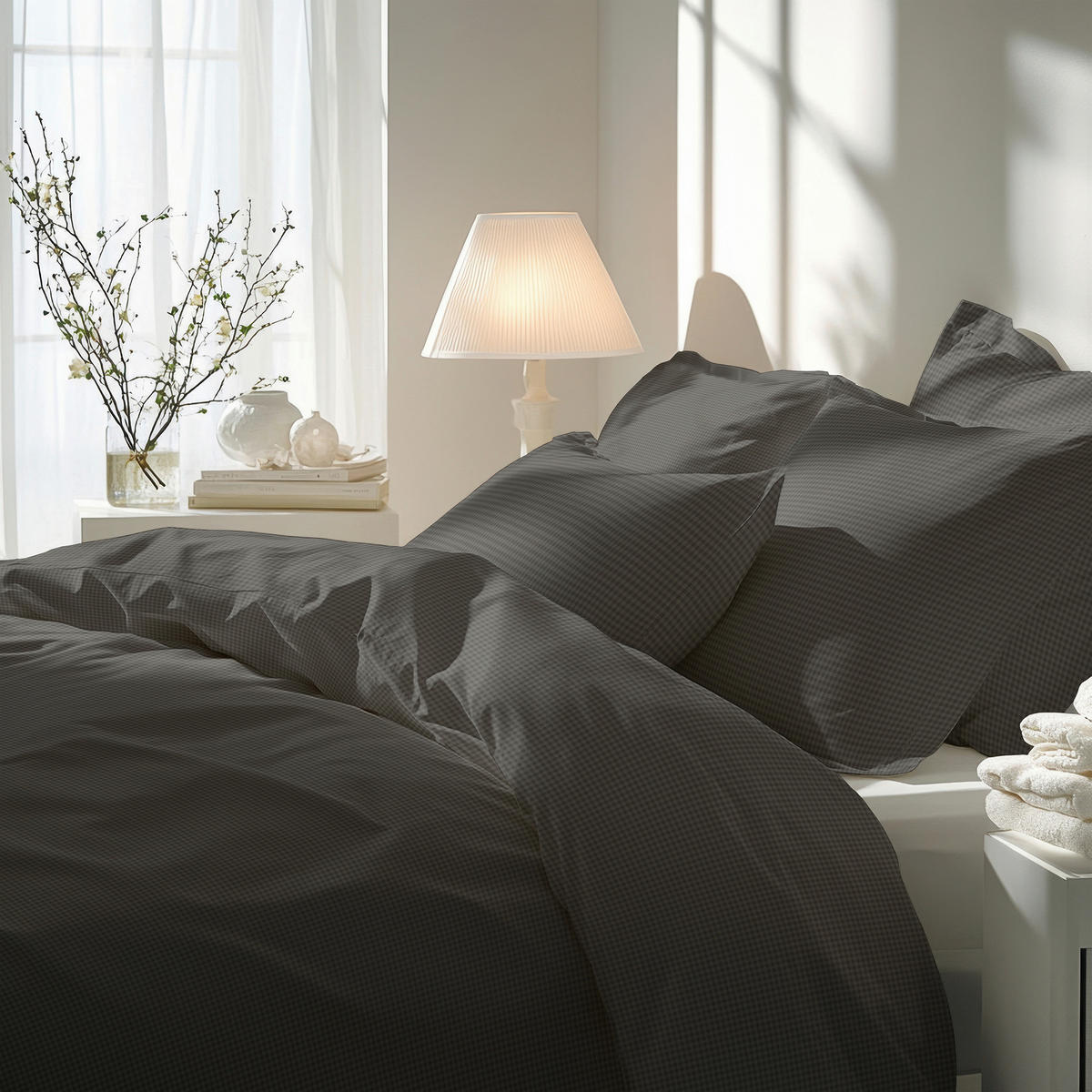 BETTWÄSCHE Satin 140/220 cm  - Dunkelgrau, Basics, Textil (140/220cm) - Florella