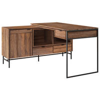 ECKSCHREIBTISCH 143,4/135/38/65/72,5/76 cm Braun  - Schwarz/Braun, Design, Holz/Metall (143,4/135/38/65/72,5/76cm) - Carryhome